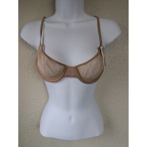 Vintage 1995 Calvin Klein Sheer Mesh Underwire Bra Tan 36A NEW Unlined